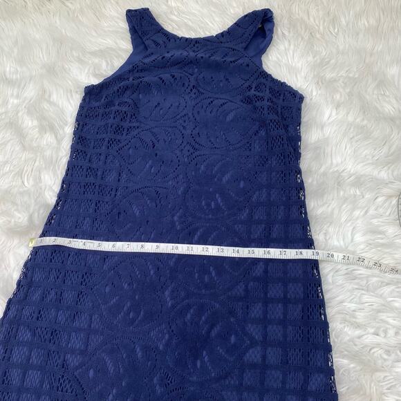 Lilly Pulitzer Women's Mango Shift Dress True Navy Leaf Palm Size S Lace - Picture 7 of 16